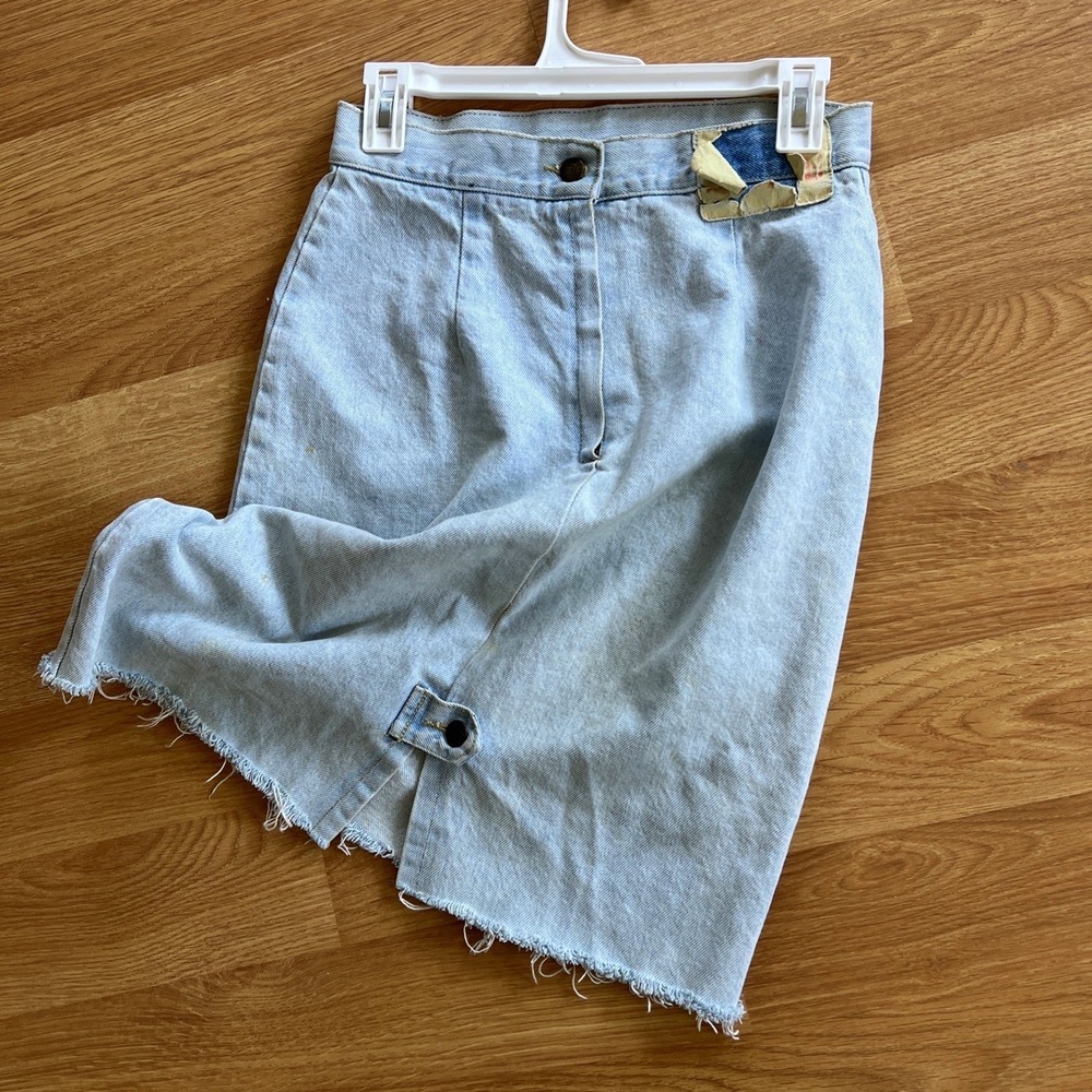 VTG Bongo Jean Skirt Size 11 90s Surfer California Light Wash‎ Distressed Y2K